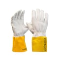 Azusa Safety White Goatskin Leather TIG Welding Gloves with Yellow 4" Split Leather Cuff, M WTIG